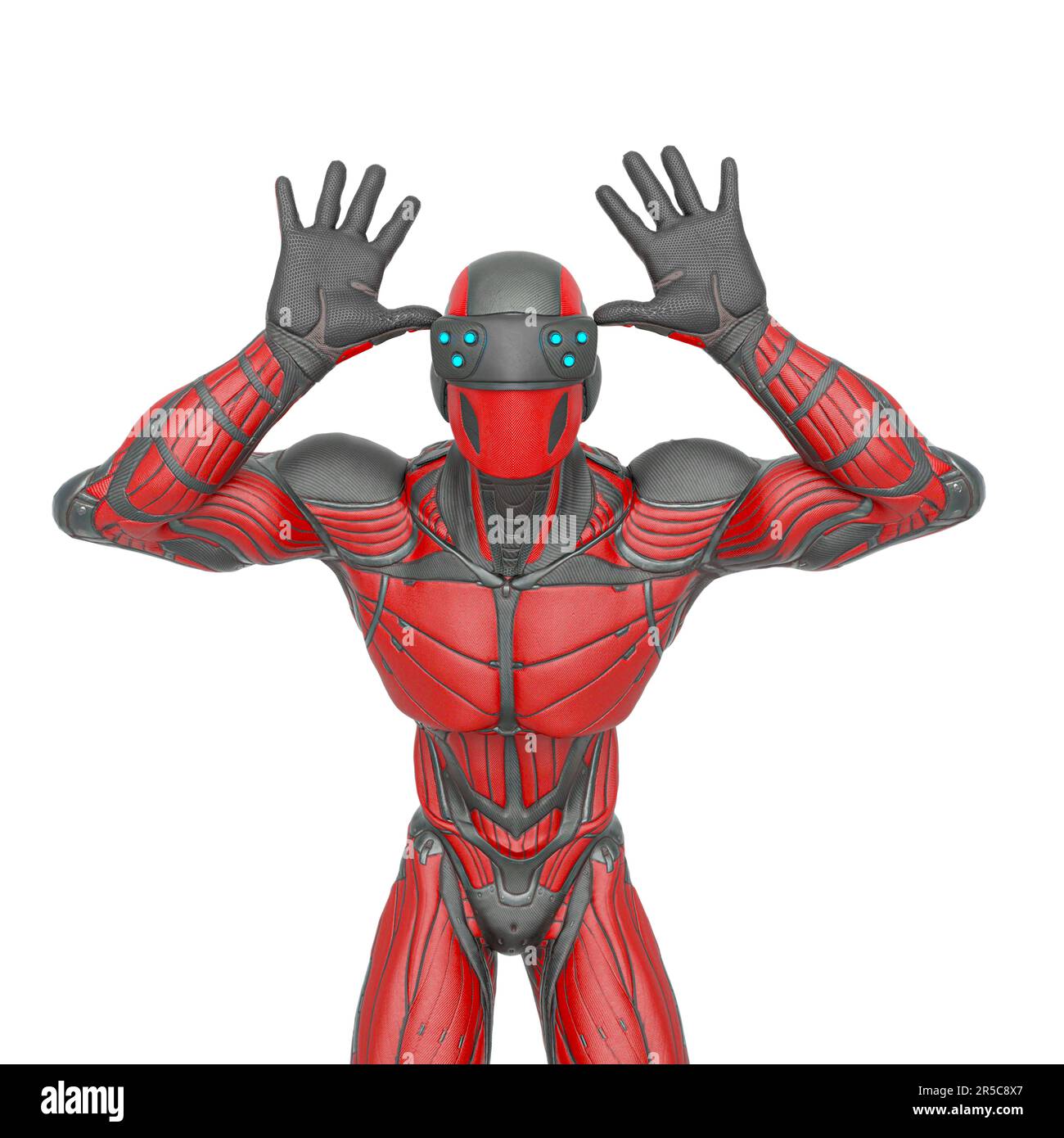 super hero is trying to scare you in an exosuit, 3d illustration Stock Photo