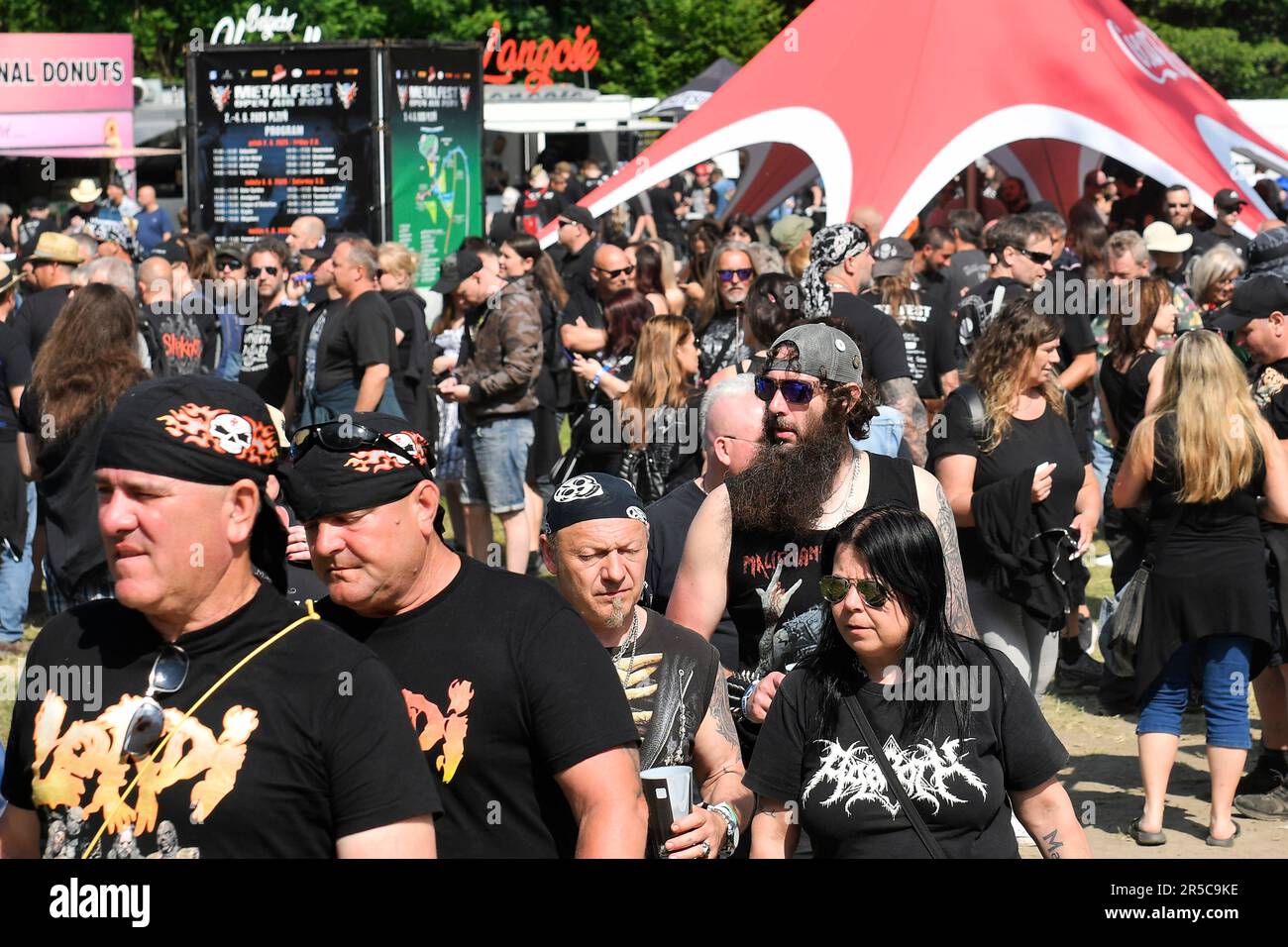 Pilsen, Czech Republic. 02nd June, 2023. Visitors enjoy the Metalfest