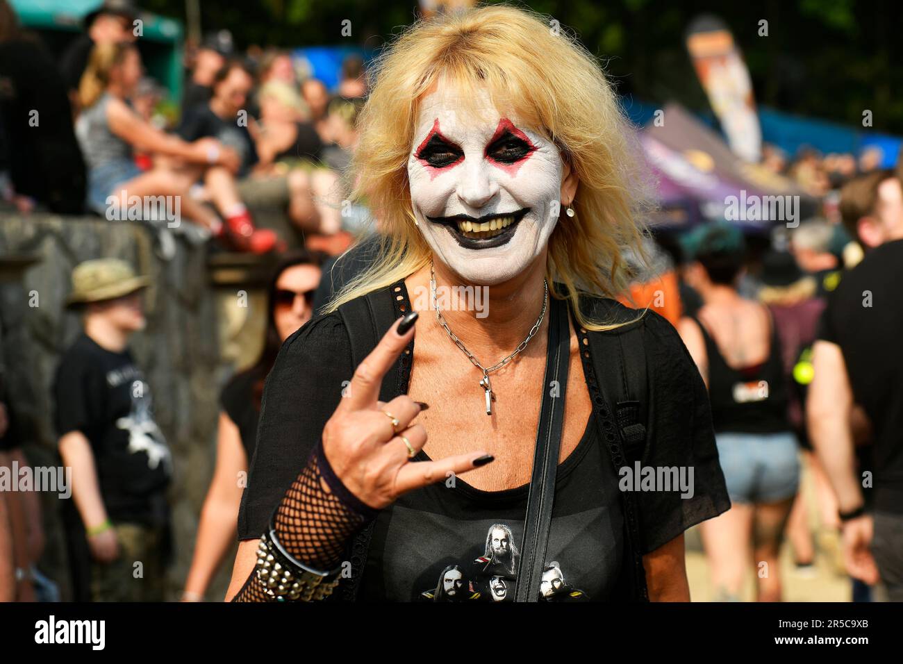 Pilsen, Czech Republic. 02nd June, 2023. Visitors enjoy the Metalfest