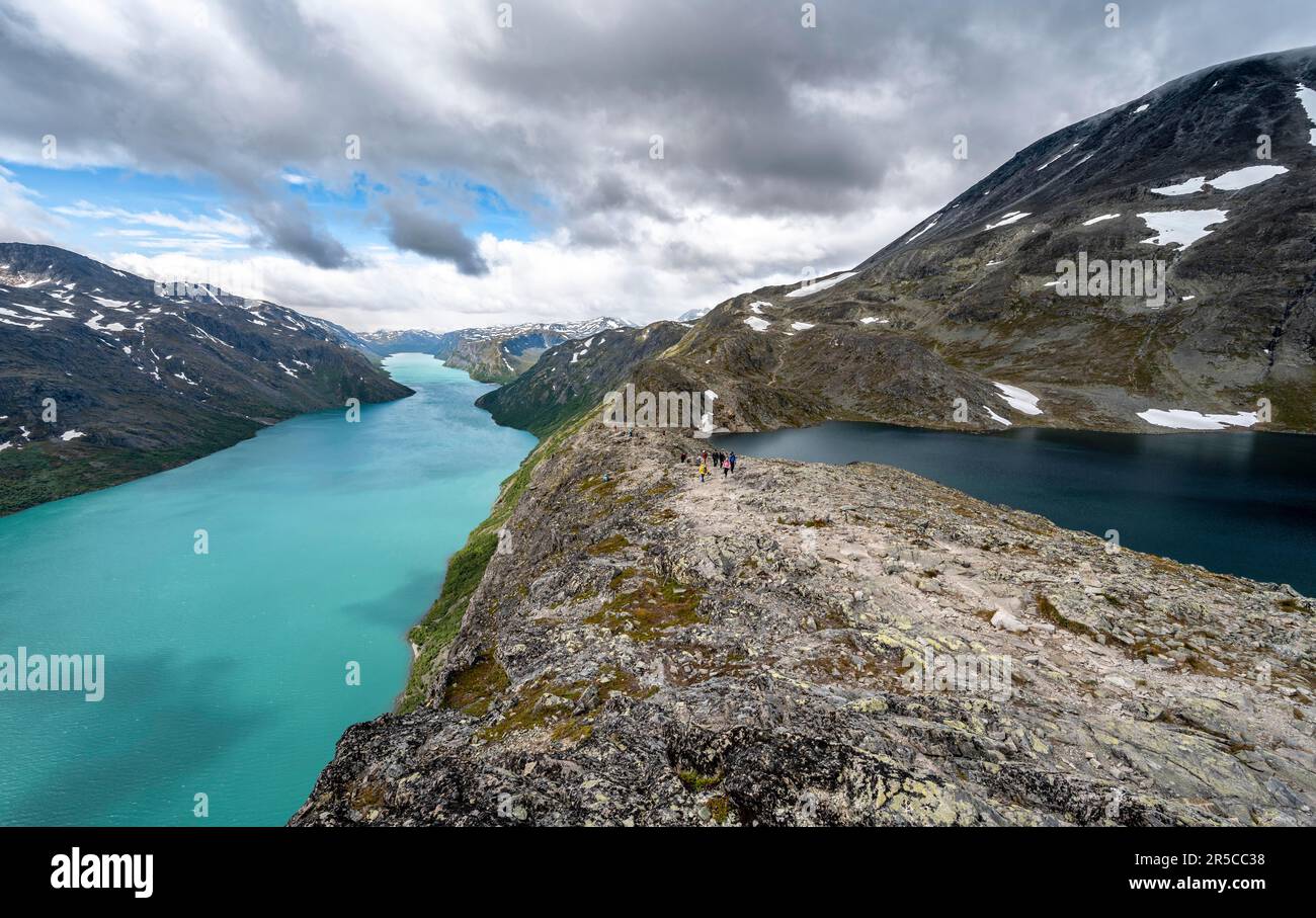 View Of Lake Gjende And Lake Bessvatnet With Mountains Besseggen Hike View Of Lake Gjende And Lake Bessvatnet With Mountains Besseggen Hike