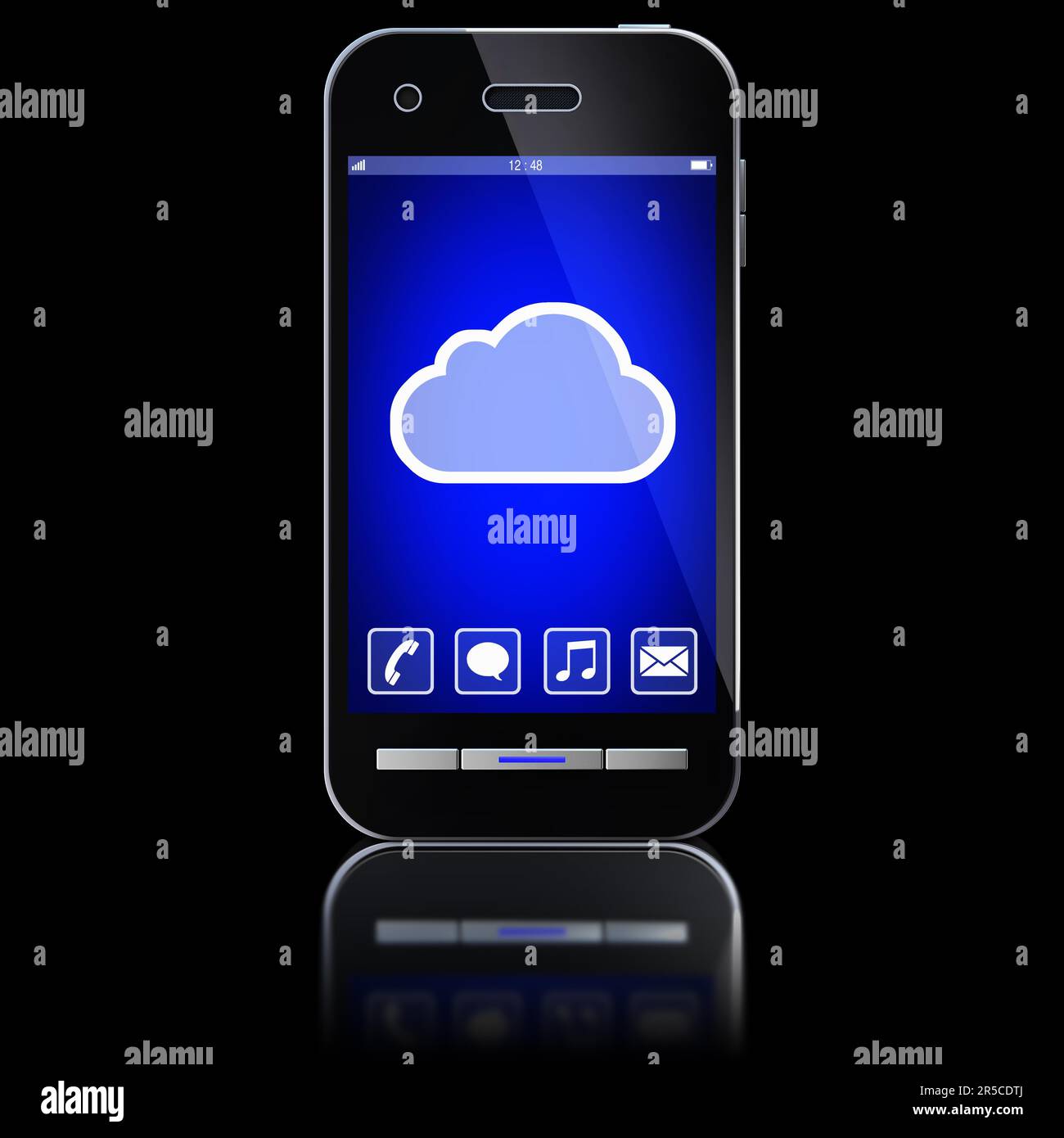 high resolution rendering of a smartphone with a cloud icon Stock Photo ...
