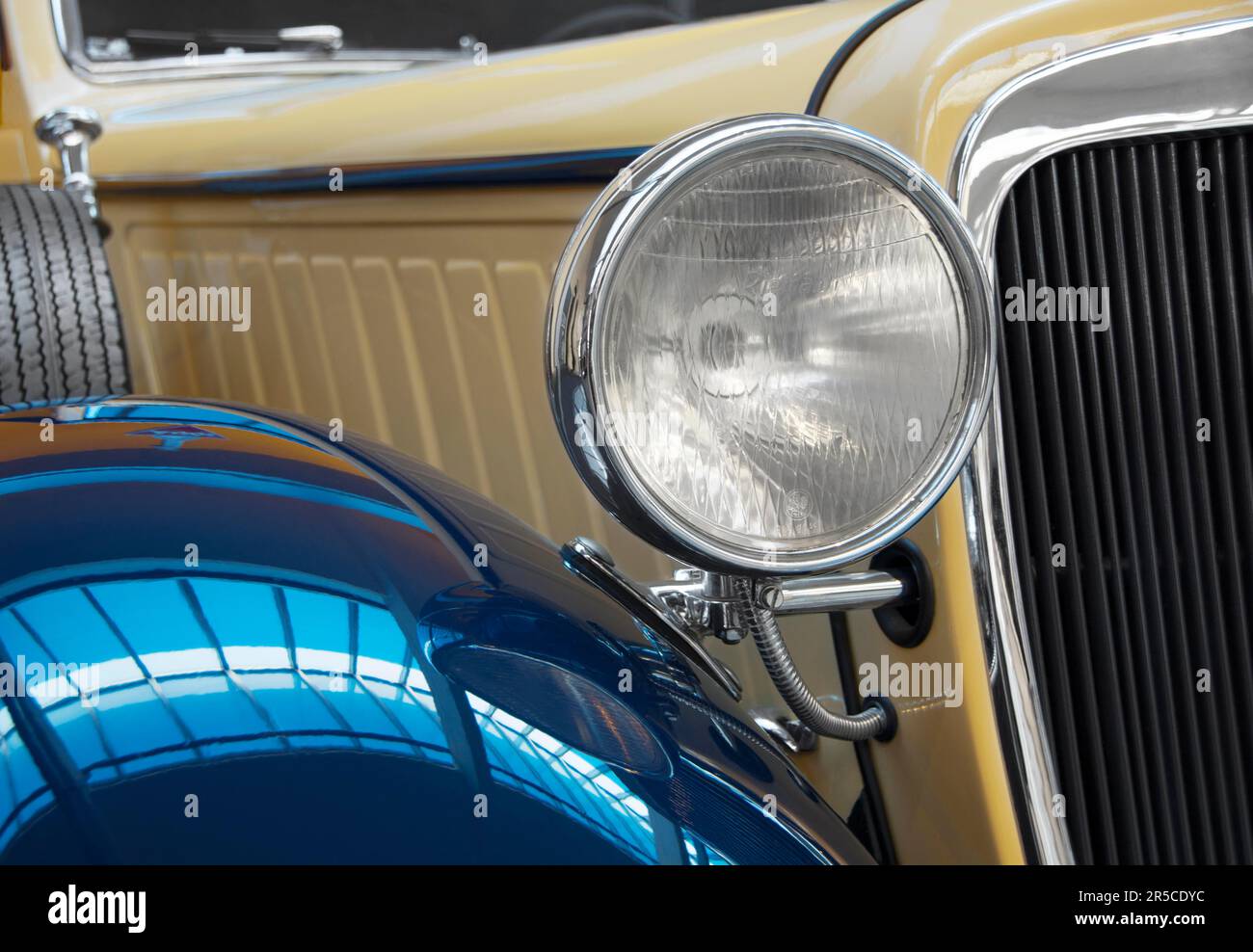 Classic car series: blue-beige Stock Photo