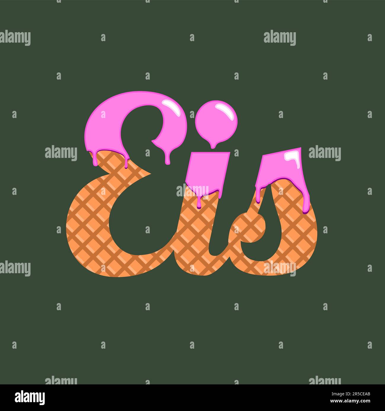 German word ice in decorative wafer and ice cream style, vector