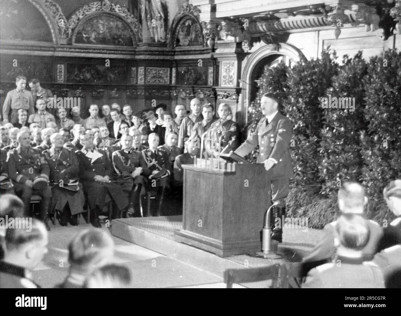 Adolf Hitler addresses an audience in Danzig' (September 19th, 1939) Stock Photo