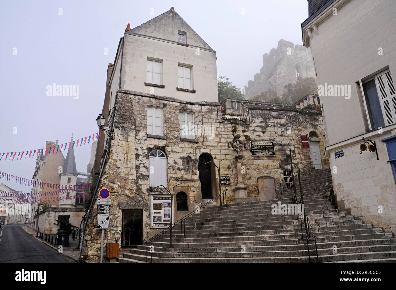 Stairs to Donjon and Museum, Montrichard, Blois, Loir-et-Cher Department, Centre, France, Keep Stock Photo