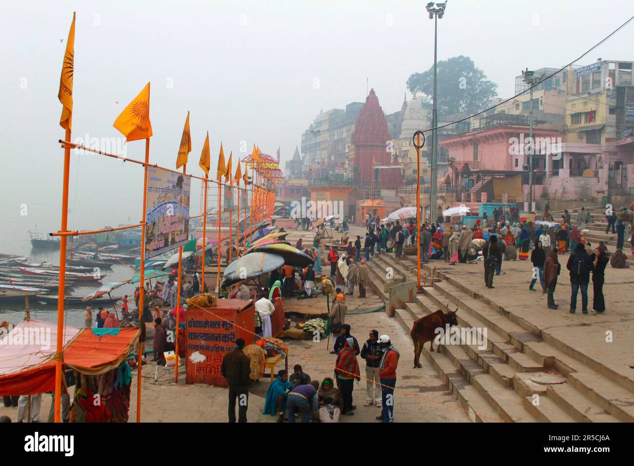 Assi Ghat, Varanasi, Uttar Pradesh, Benares, Banaras, Kashi, India Stock Photo
