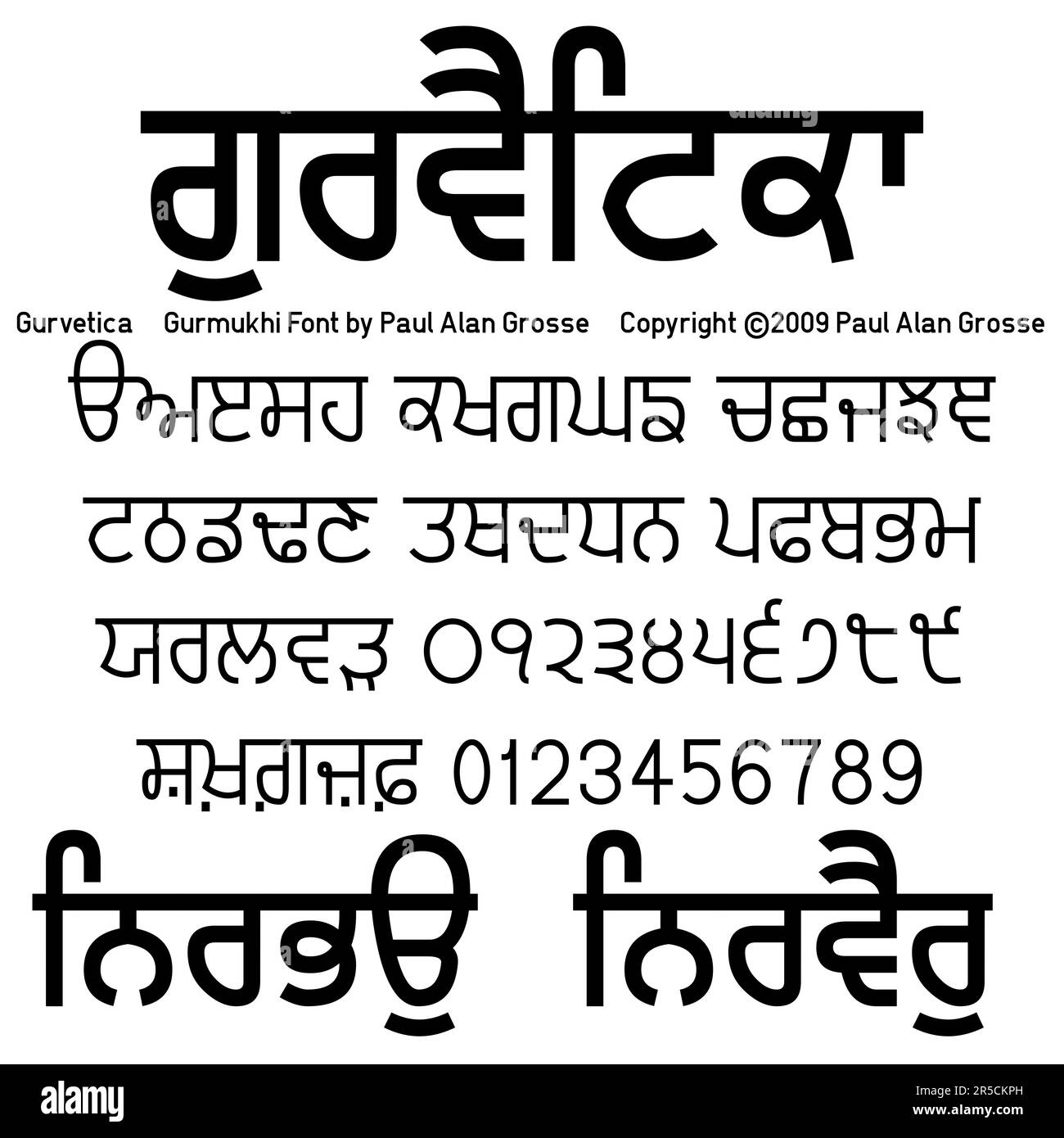 Gurmukhi Font Sampler Gurvetica font designed in 2009 by Paul Alan
