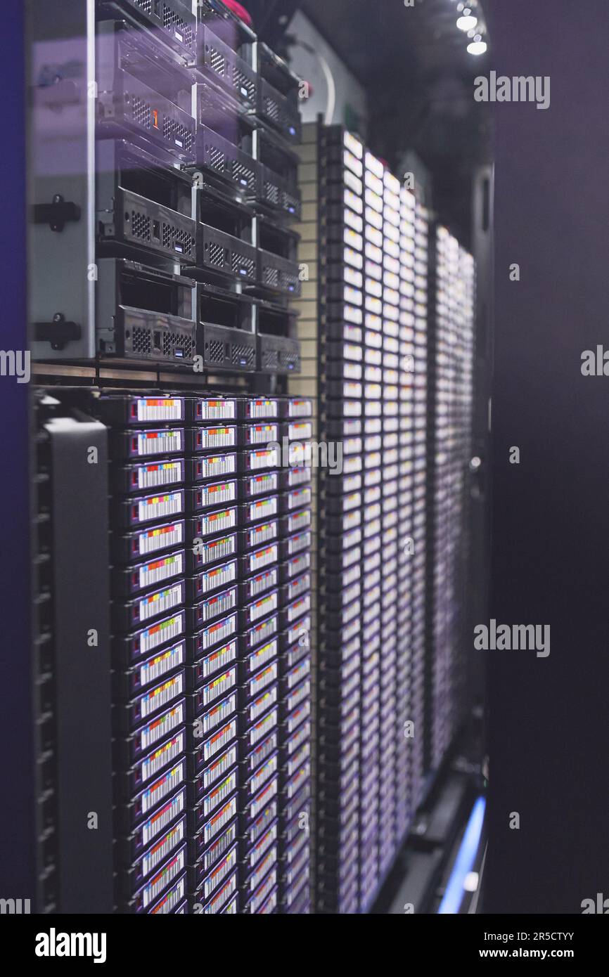 Every component is important. electronic equipment in an empty server ...