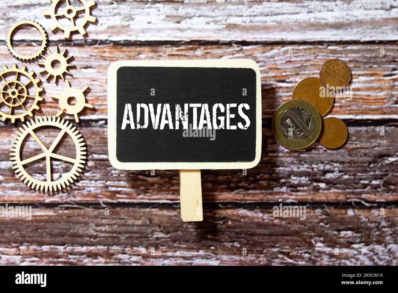 ADVANTAGES text on white page blonde on a light background, business ...