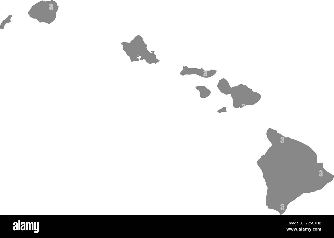 GRAY CMYK color map of HAWAII, USA Stock Vector
