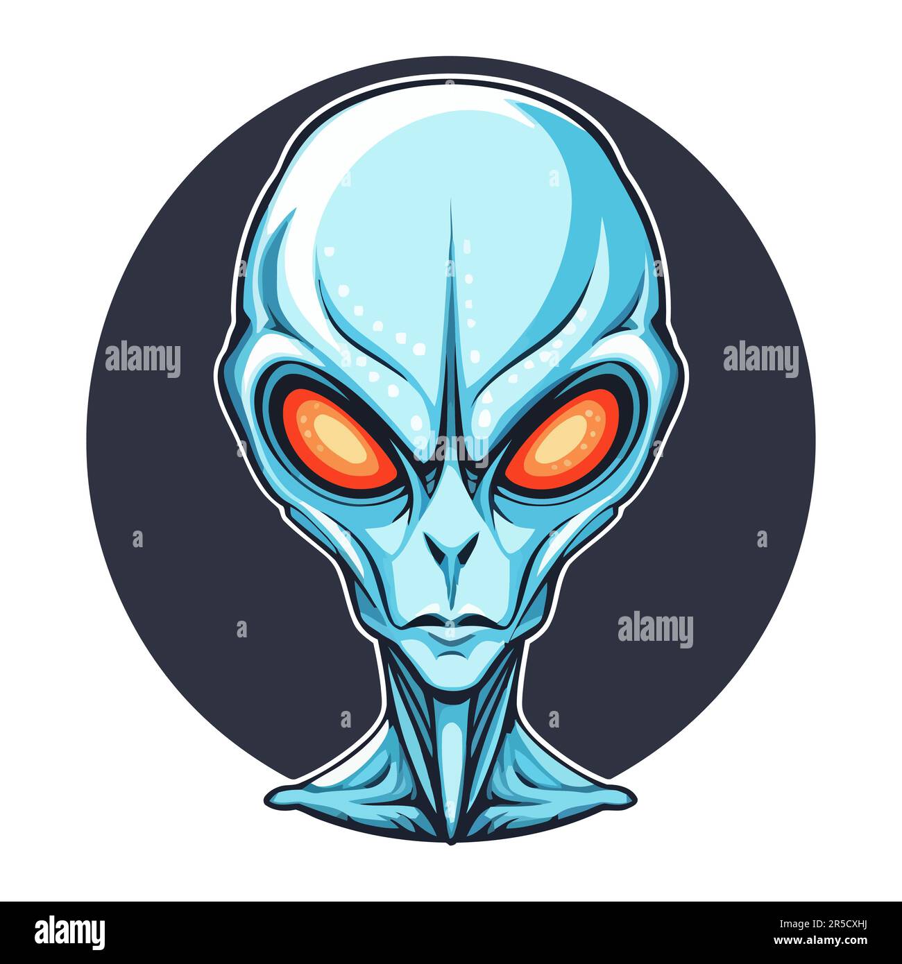 Image of alien. Cute cartoon alien head isolated on white background