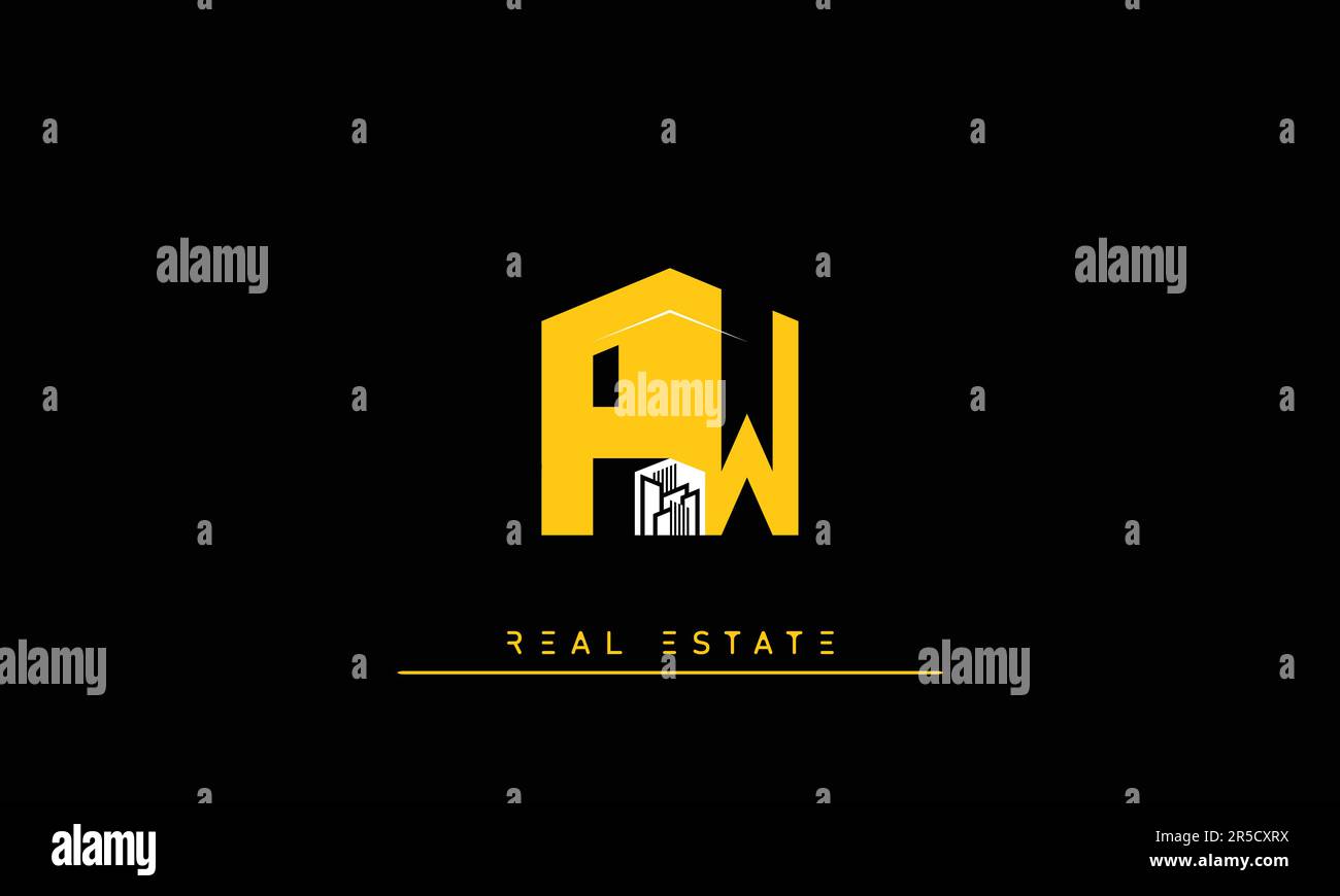 Real Estate letters Modern Creative logo PW , WP Stock Vector