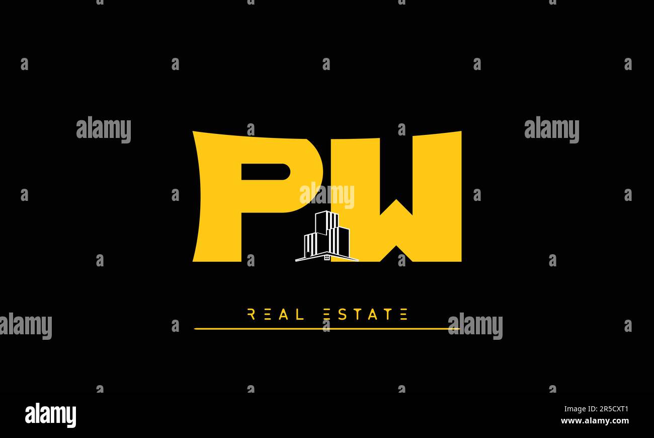 Real Estate letters Modern Creative logo PW , WP Stock Vector