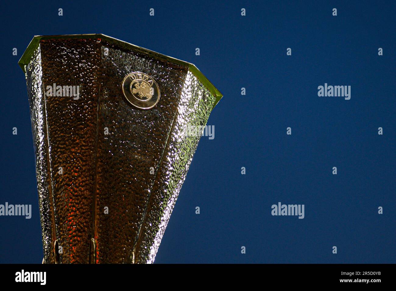 Budapest, Hungary. 31 May 2023. The trophy (cup) of UEFA Europa League is seen prior to the UEFA Europa League final football match between Sevilla FC and AS Roma. Credit: Nicolò Campo/Alamy Live News Stock Photo