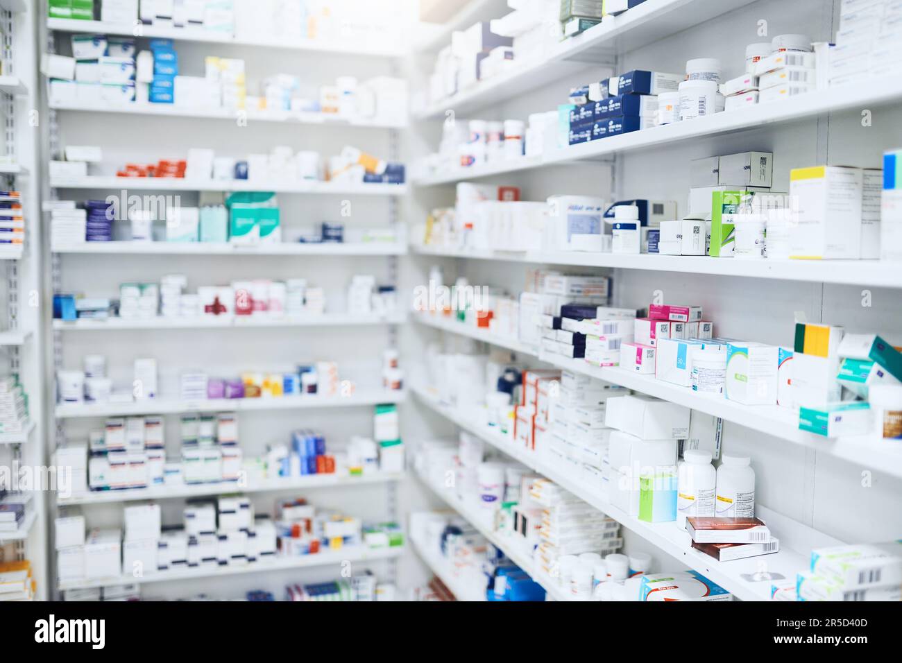 Shelves of medication on sale in a pharmacy Stock Photo - Alamy