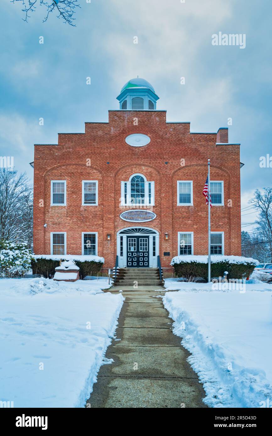 Town Hall in Ellicottville, New York State, USA in winter Stock Photo