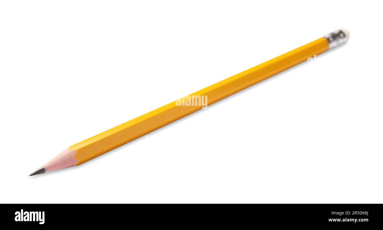 writing utensils, pens and an eraser isolated on white background Stock  Photo - Alamy