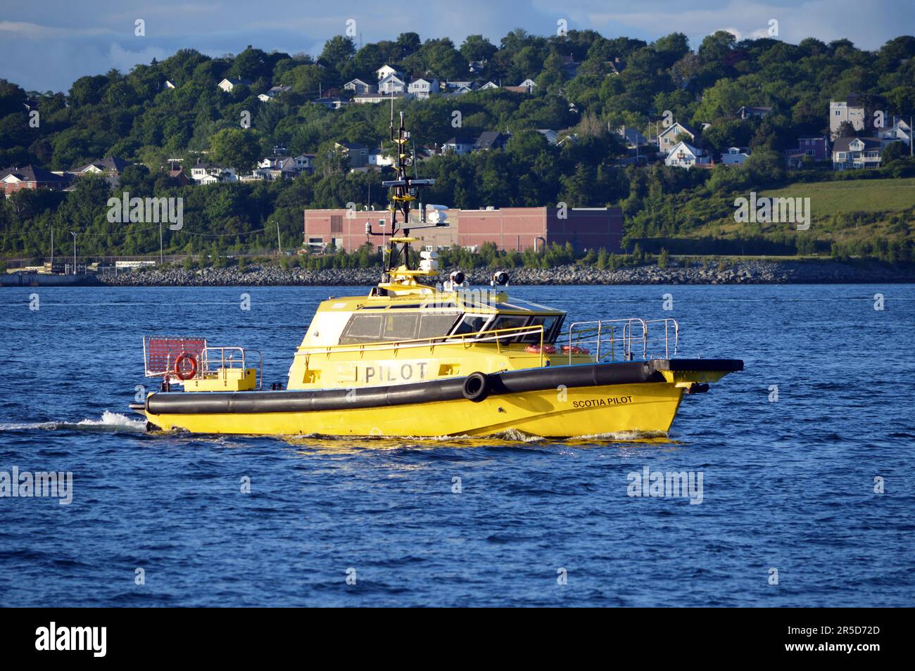 Scotia Pilot (MMSI: 316035162), a pilot boat of the Atlantic Pilotage Authority, in Halifax Harbour, Nova Scotia, Canada Stock Photo