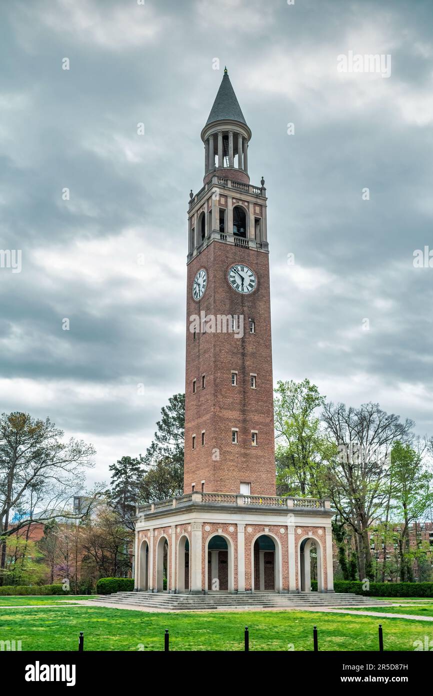 The Morehead–Patterson Bell Tower at the University of North Carolina at Chapel Hill campus, North Carolina, USA. Stock Photo