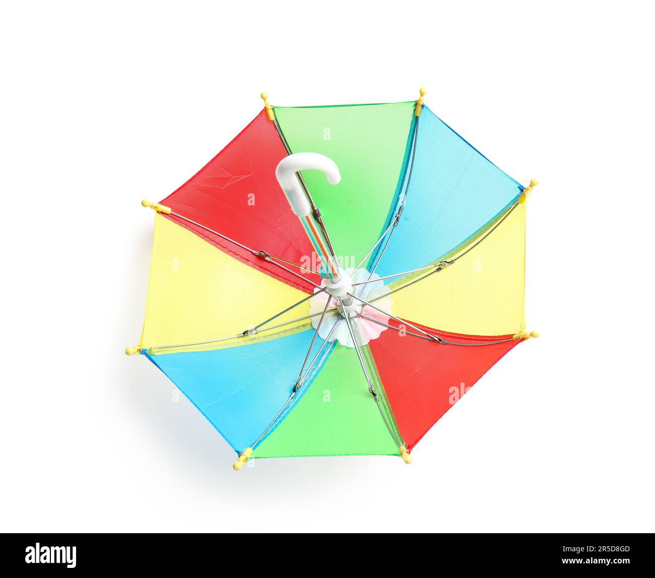 Mini colorful umbrella on white background Stock Photo