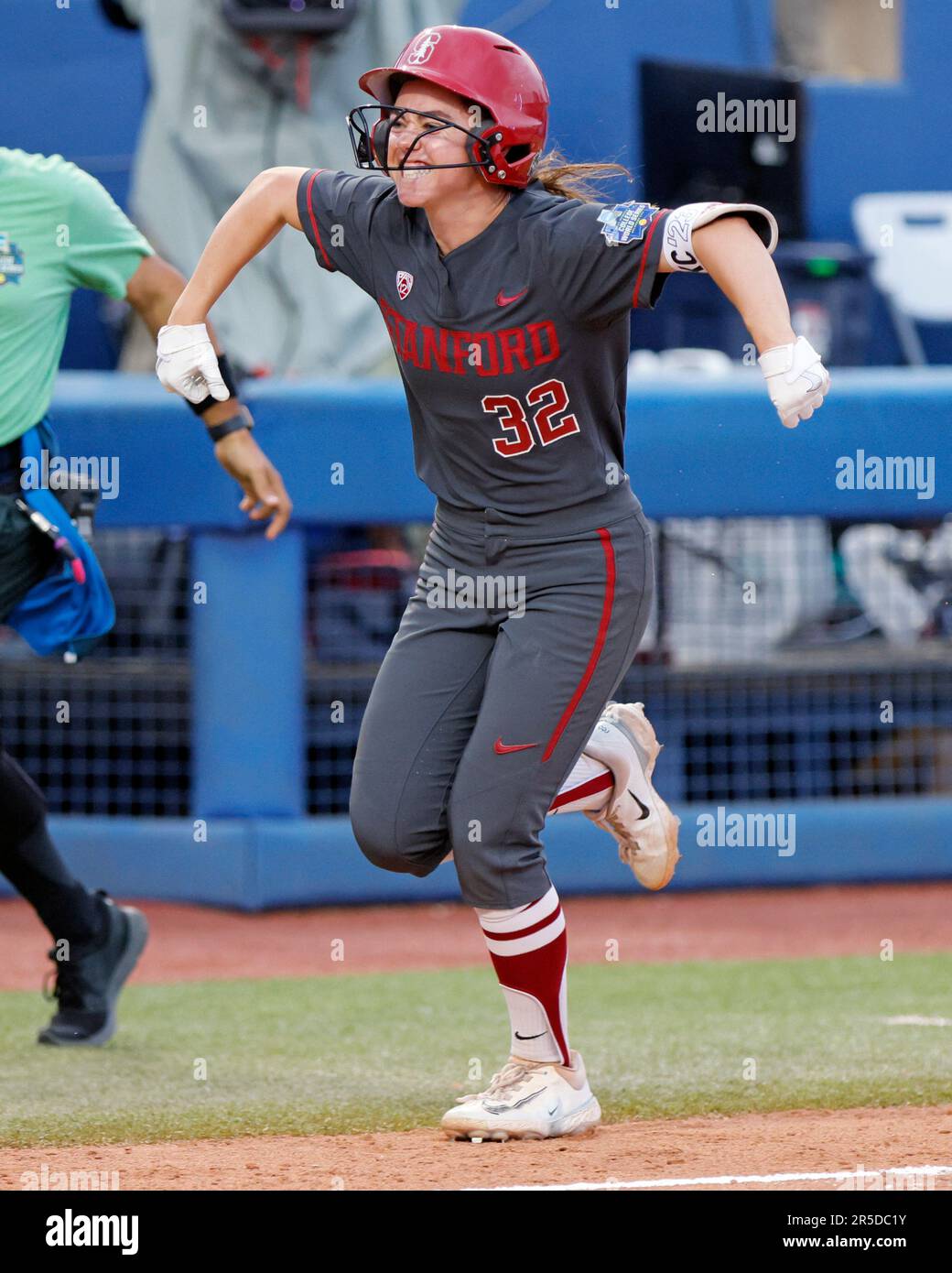 Stanfords Sydney Steele celebrates as she runs the bases after hitting a  home run against Alabama during the seventh inning of an NCAA softball  Womens College World Series game Friday, June 2,