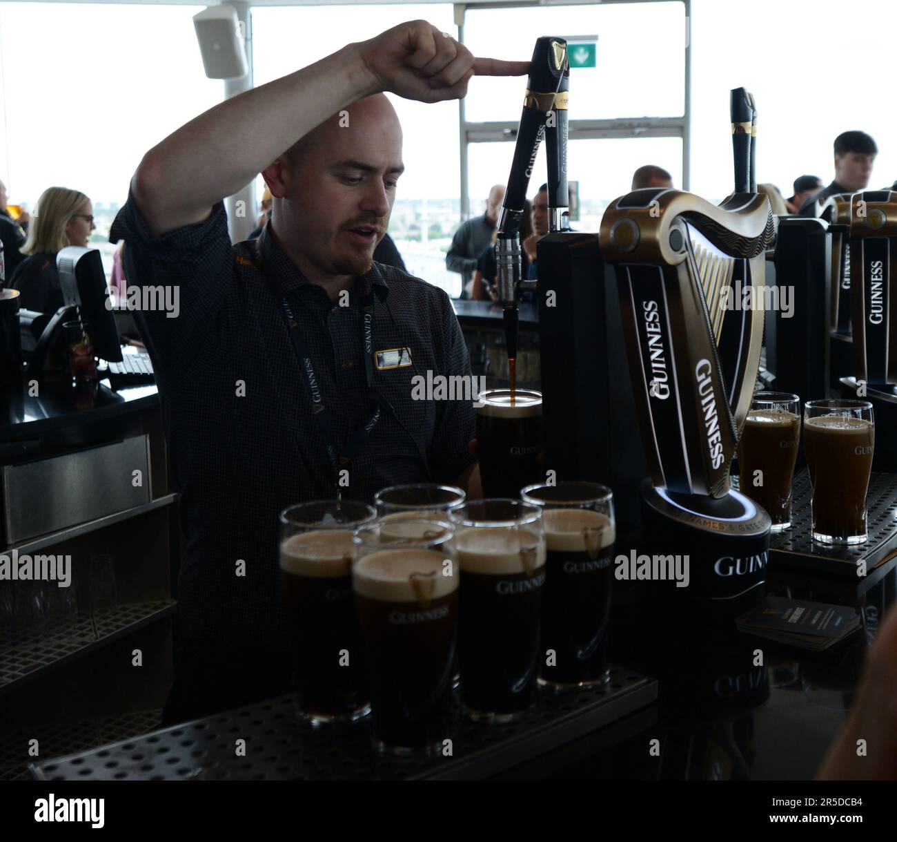 Enjoying a pint of Guinness Stout at the rooftop bar at the Guinness ...