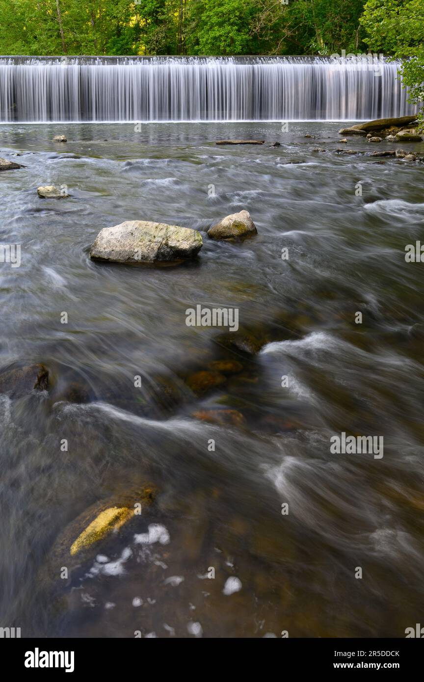 Daniels Dam and the flowing waters of the Patapsco River in Patapsco