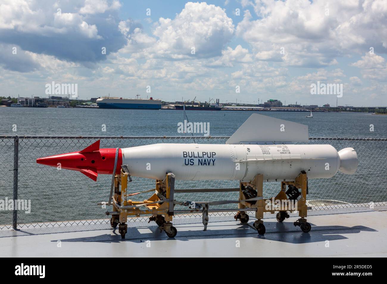 A Martin AGM-12B Bullpup air to ground missile on display on the deck ...