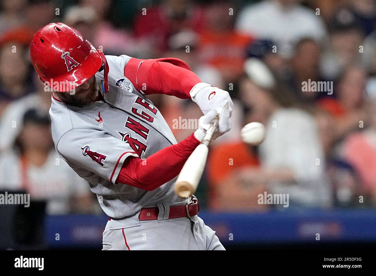 Los Angeles Angels' Taylor Ward Hits An RBI Single Against The Houston ...