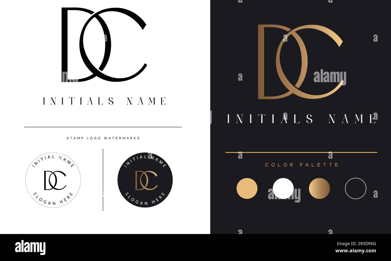 Luxury DC or CD Initial Monogram Text Letter Logo Design Stock Vector