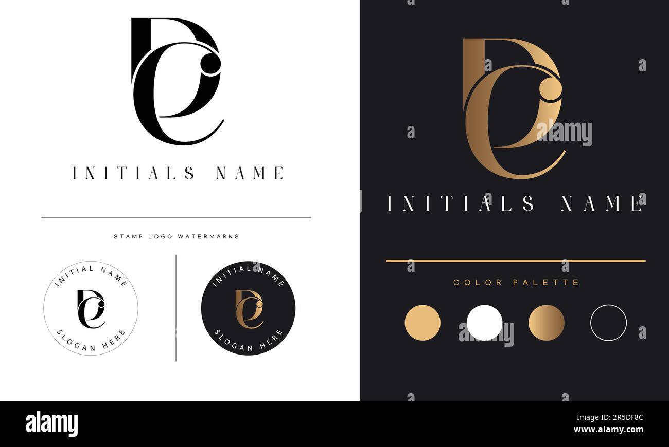 Luxury DC or CD Initial Monogram Text Letter Logo Design Stock Vector