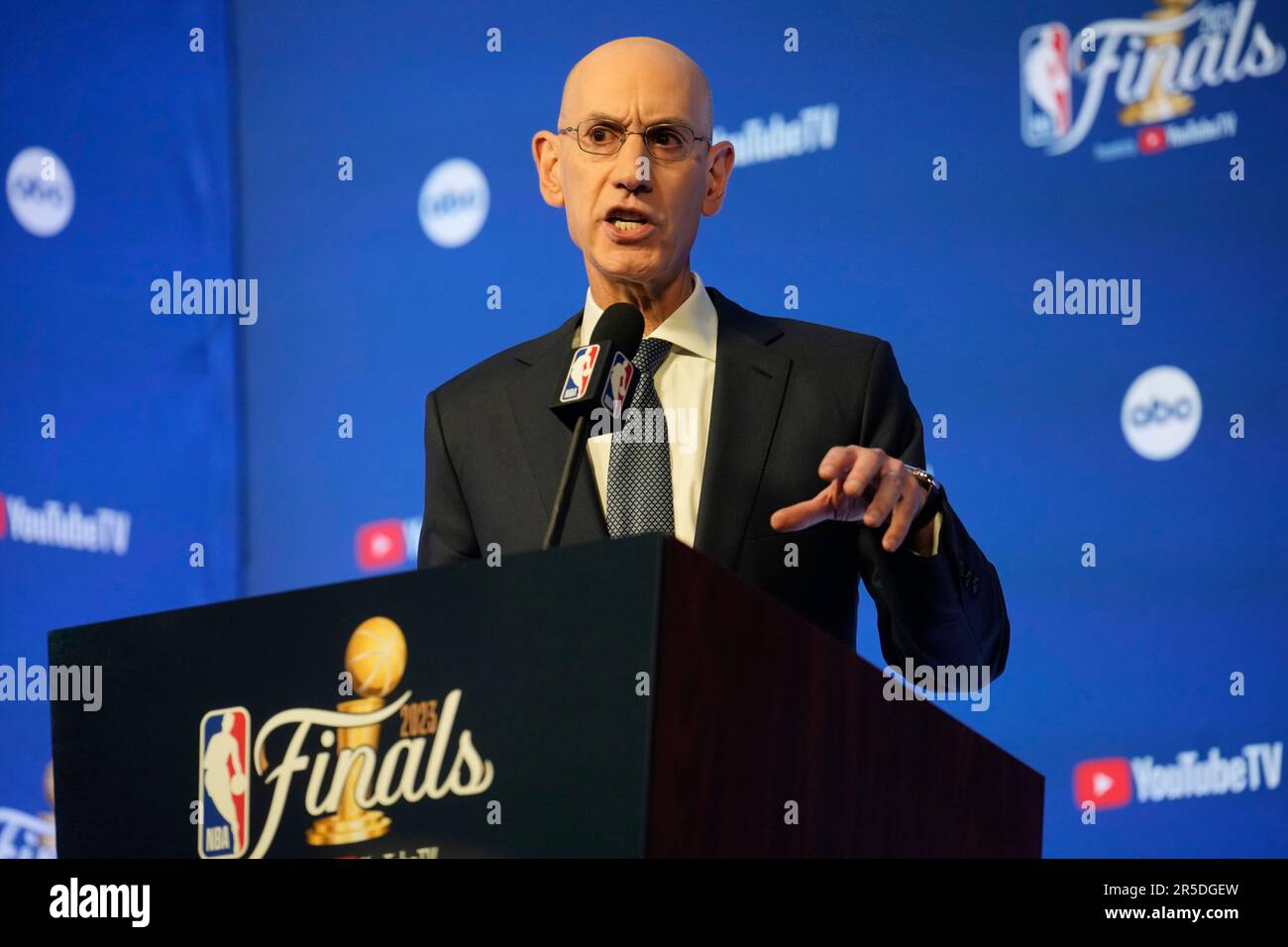 Nba Commissioner Adam Silver Responds To A Question During A News