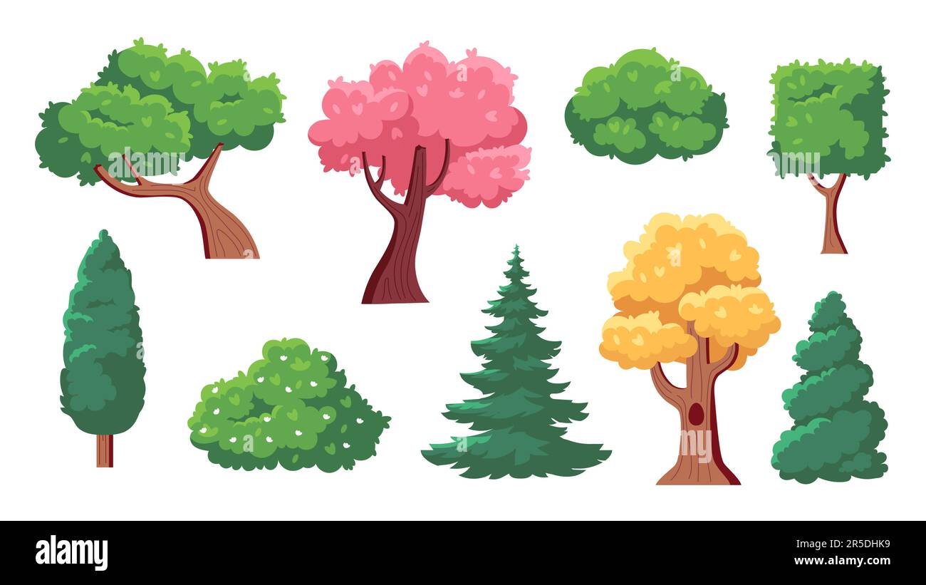 Trees and bushes set Stock Vector Image & Art Alamy