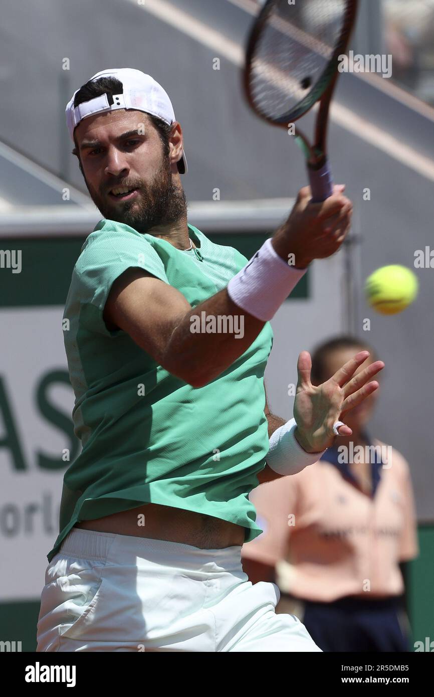 Karen Khachanov of Russia during day 6 of the 2023 French Open, Roland ...