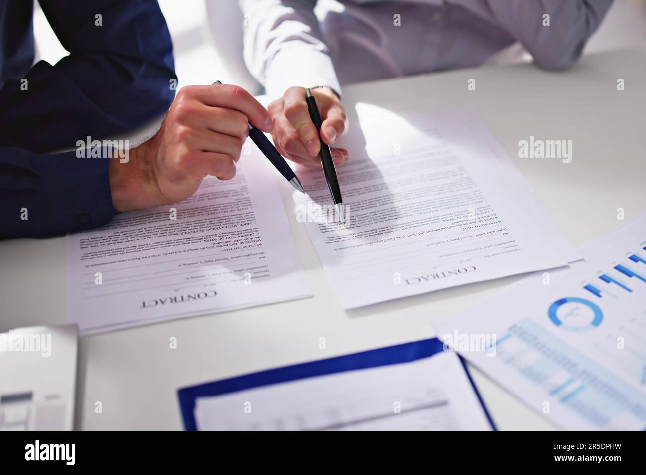 Business Document Contract Review. Lawyer In Suit Stock Photo