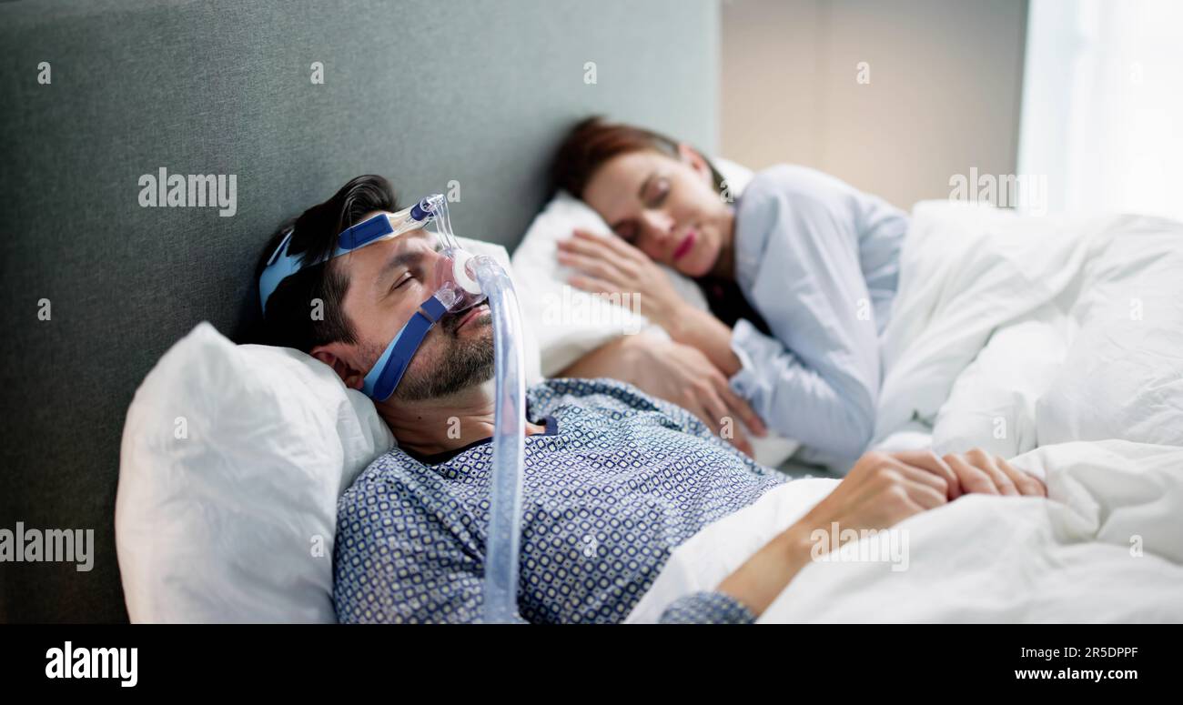 Sleep Apnea Oxygen Mask Equipment And Cpap Machine Stock Photo Alamy