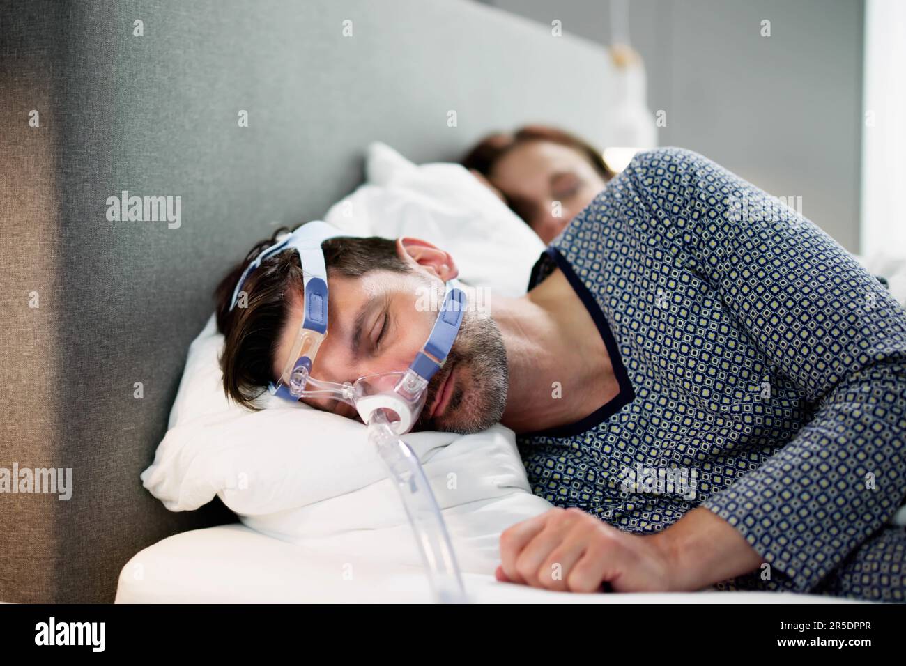 Sleep Apnea Oxygen Mask Equipment And Cpap Machine Stock Photo Alamy