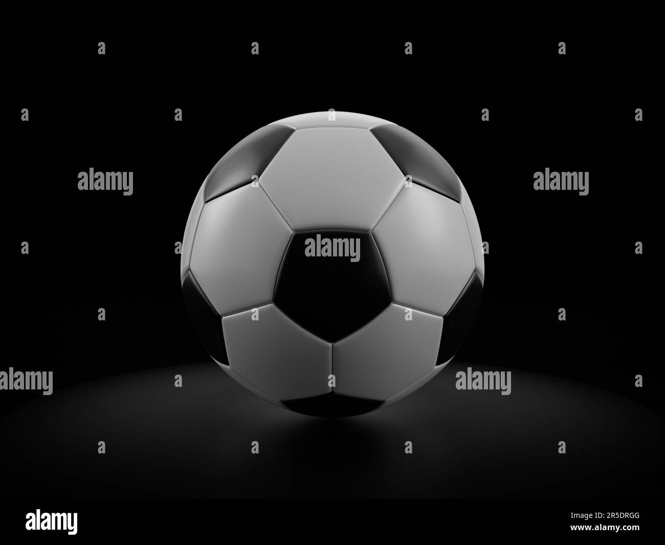 Soccer ball on a black background. 3d illustration Stock Photo - Alamy