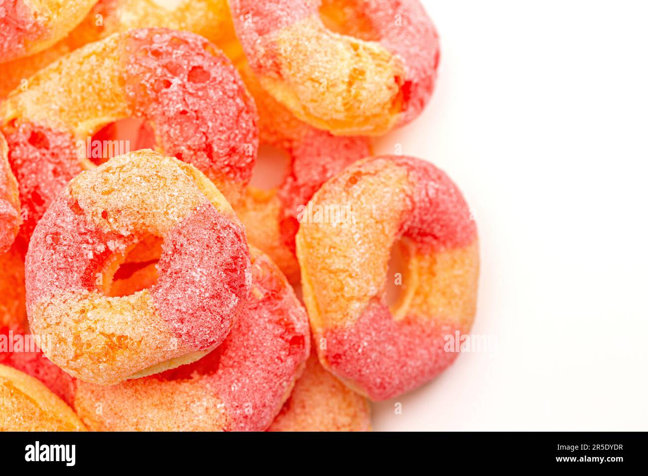 Freeze Dried Peach Rings on a White Background Stock Photo Alamy