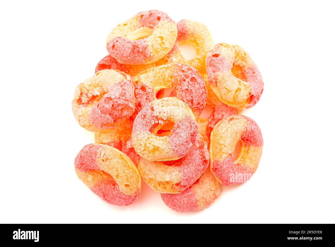 Freeze Dried Peach Rings on a White Background Stock Photo Alamy