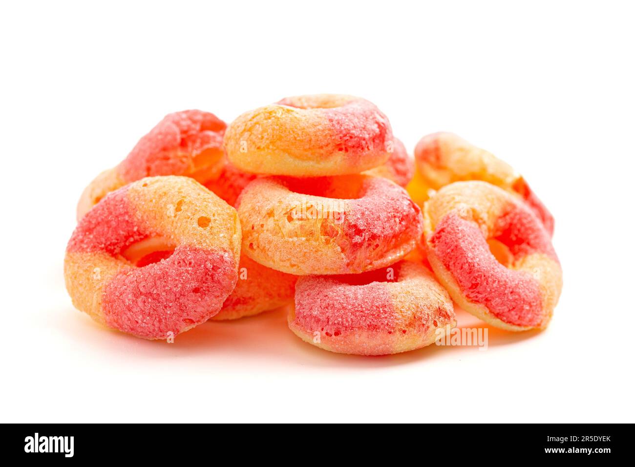 Freeze Dried Peach Rings on a White Background Stock Photo Alamy