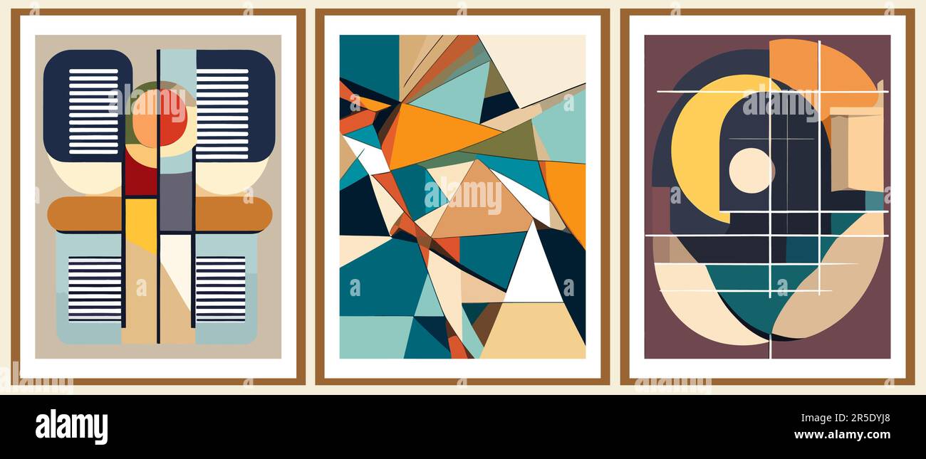 Set of Bauhaus retro posters, Background vector Stock Vector Image ...