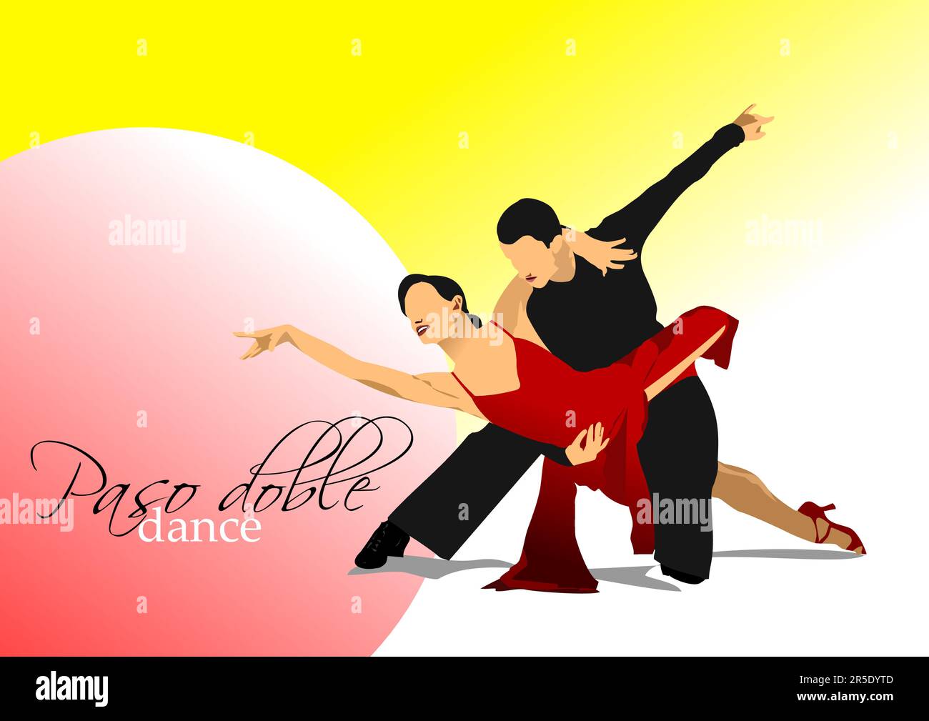 Paso doble couple dancers. Color 3d vector illustration Stock Vector