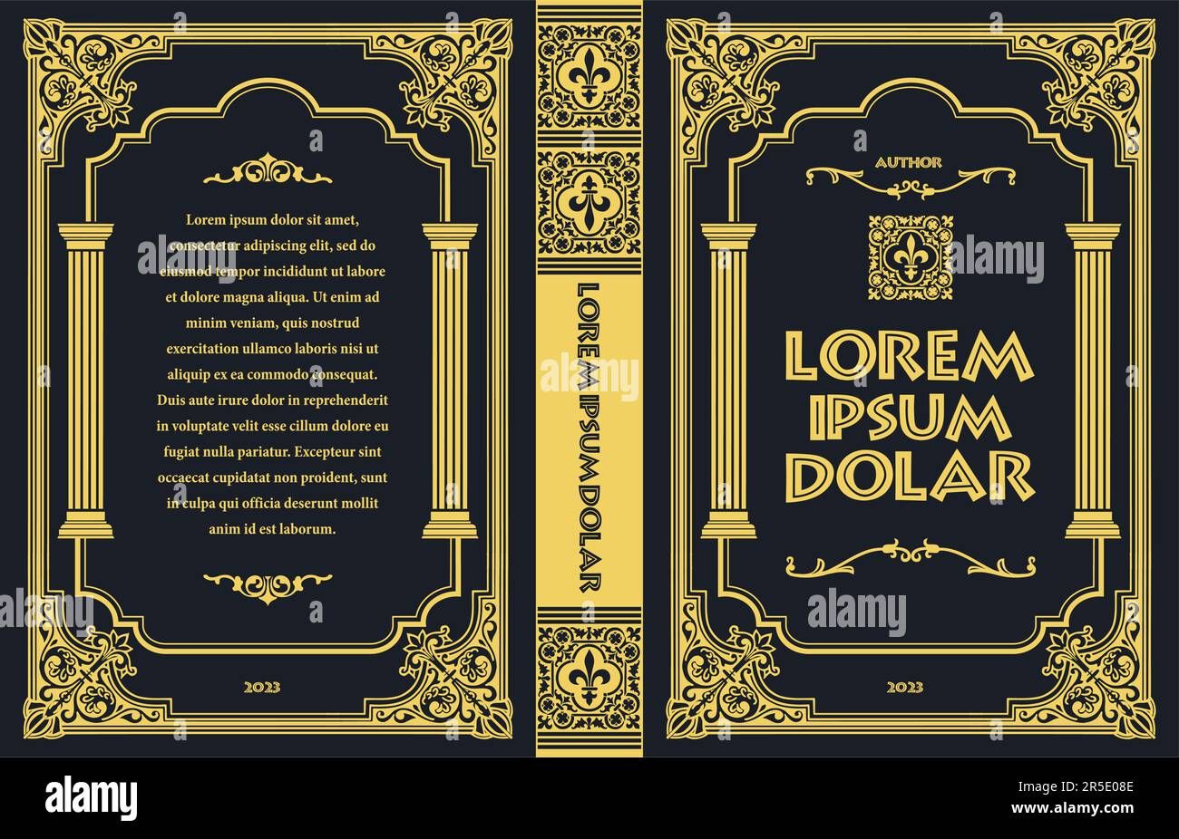 Old book cover design elements. Color vector illustration Stock Vector ...