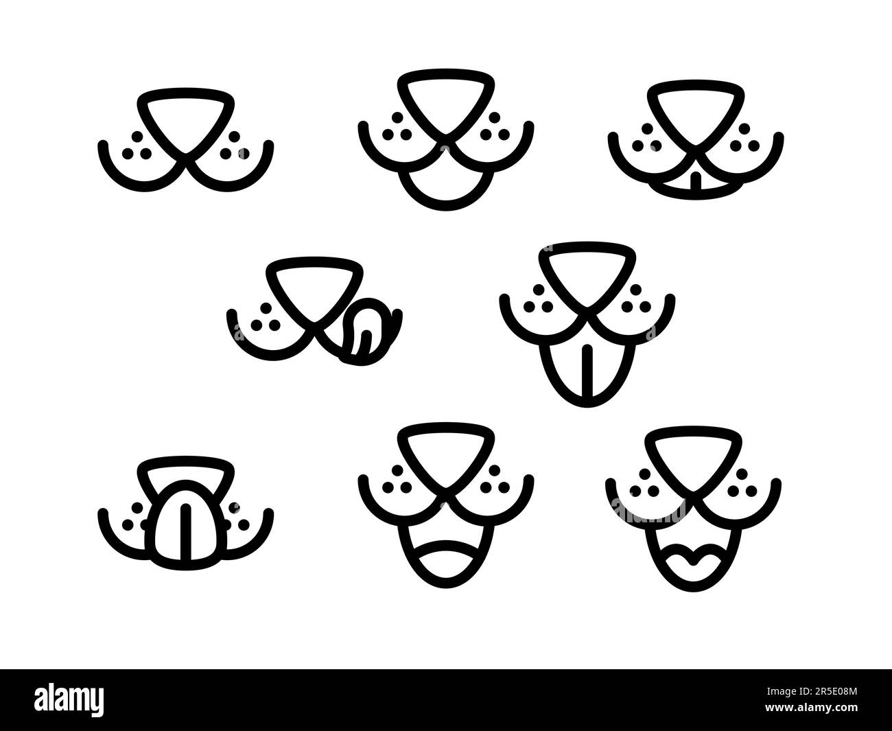 dog mouth expression funny animal doggy emotion face collection animation Stock Vector