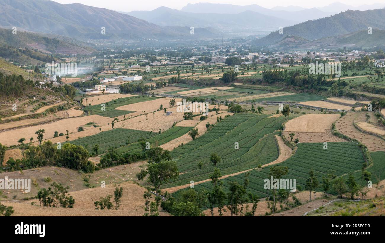 Landscape view of the a village in swat valley, khyber pukhtunkhwa. Stock Photo