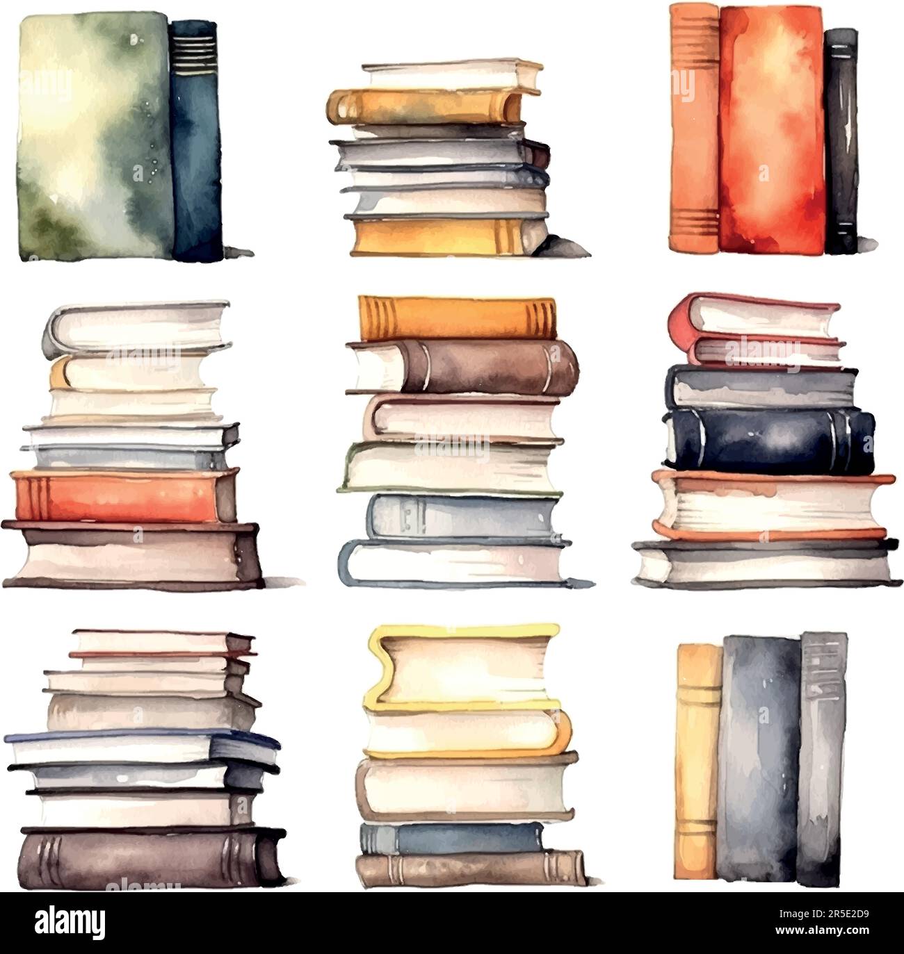 Book Stack Watercolor Stock Illustrations – 1,052 Book Stack