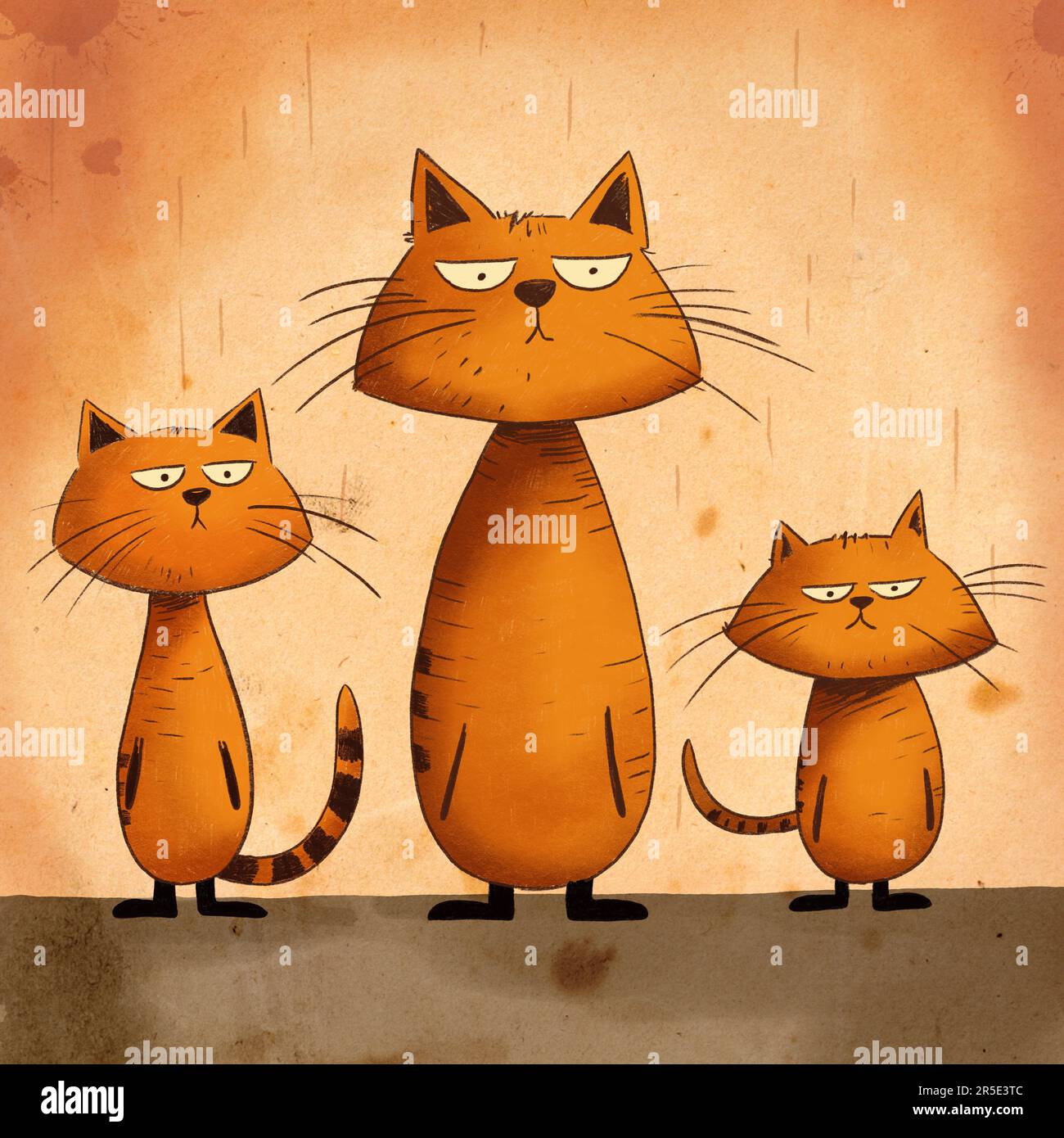 Illustration Three Angry Cats