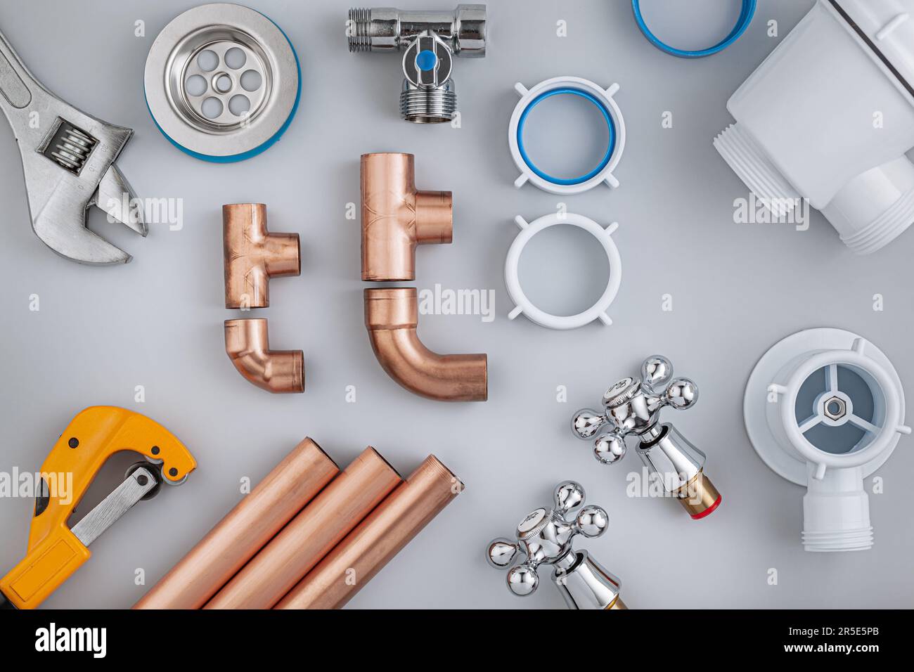 Accessories Of Bathroom Plumbing On White Background Stock Photo Alamy