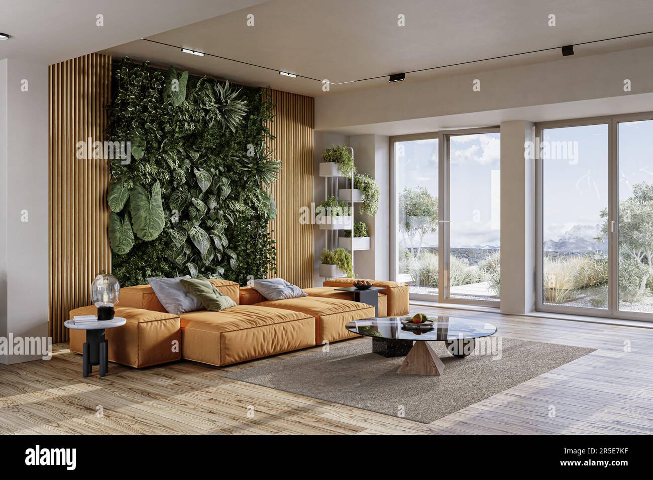 Live green wall in home interior. Vertical gardening Stock Photo - Alamy